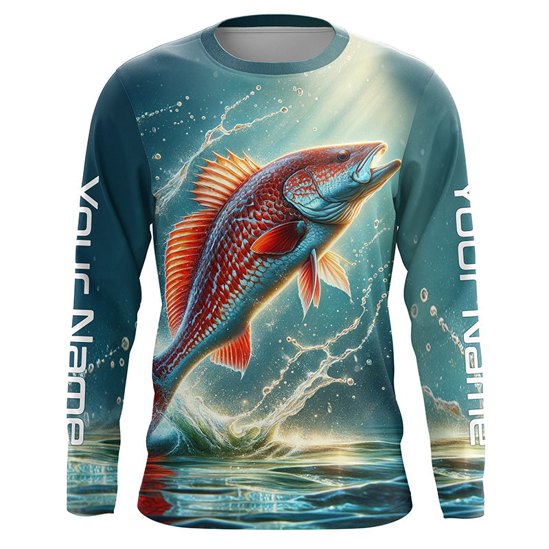 Redfish Puppy Drum Custom Long Sleeve Performance Fishing Shirts, Redfish Fishing Jerseys IPHW5582