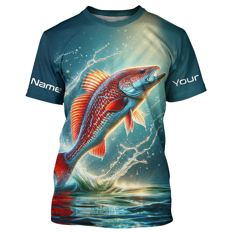 Redfish Puppy Drum Custom Long Sleeve Performance Fishing Shirts, Redfish Fishing Jerseys IPHW5582