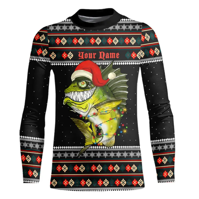 Ugly sweater pattern Christmas Bass Fishing Custom All over Shirts, Mery Fishmas shirt fishing gifts IPHW3699