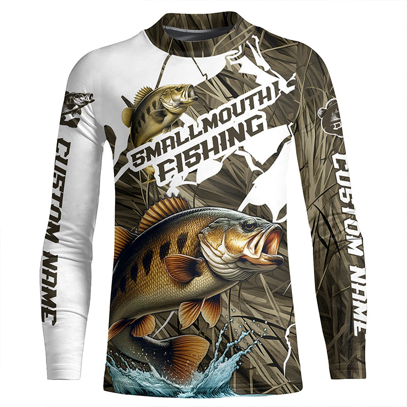 Custom Smallmouth Bass Fishing Long Sleeve Tournament Fishing Shirts, Smallmouth Fishing Jerseys IPHW6453