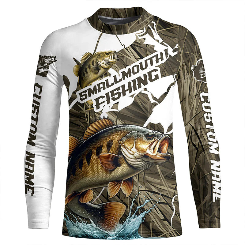 Custom Smallmouth Bass Fishing Kid Long Sleeve Tournament Fishing Shirts, Smallmouth Fishing Jerseys IPHW6453