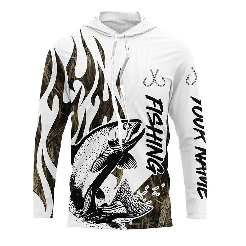 Rainbow Trout Fishing Camo Tattoo Custom Long Sleeve Fishing Shirts, Trout Tournament Fishing Shirt IPHW6542