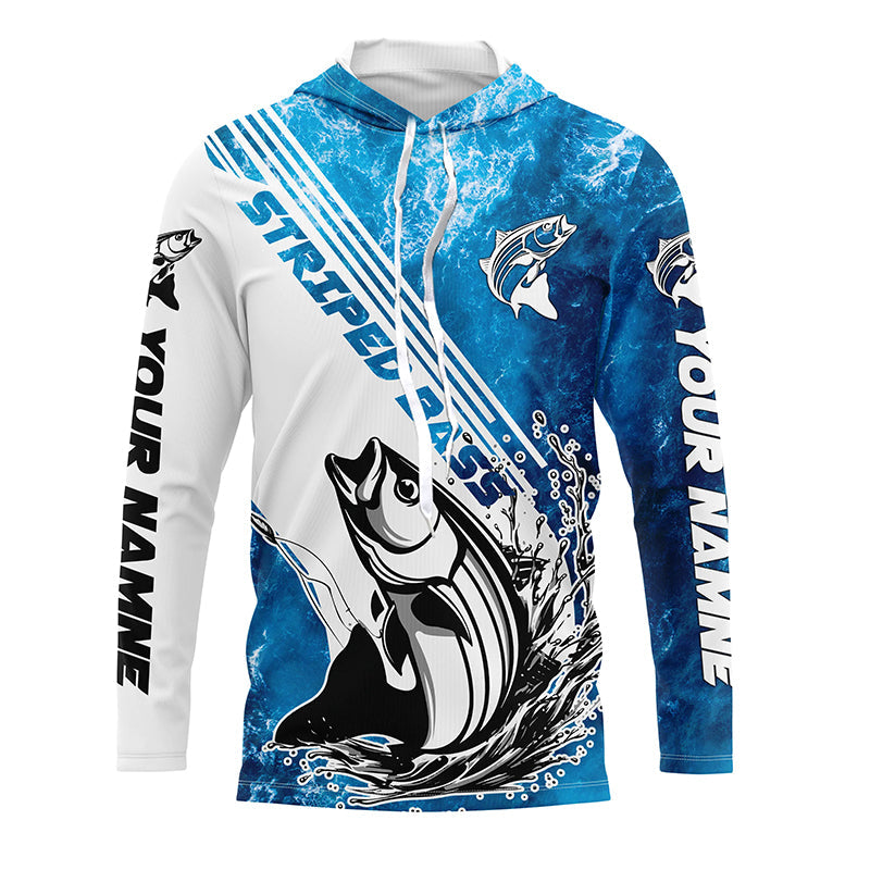 Personalized Striped Bass Long Sleeve Performance Fishing Shits, Striper Fishing Jerseys IPHW5637