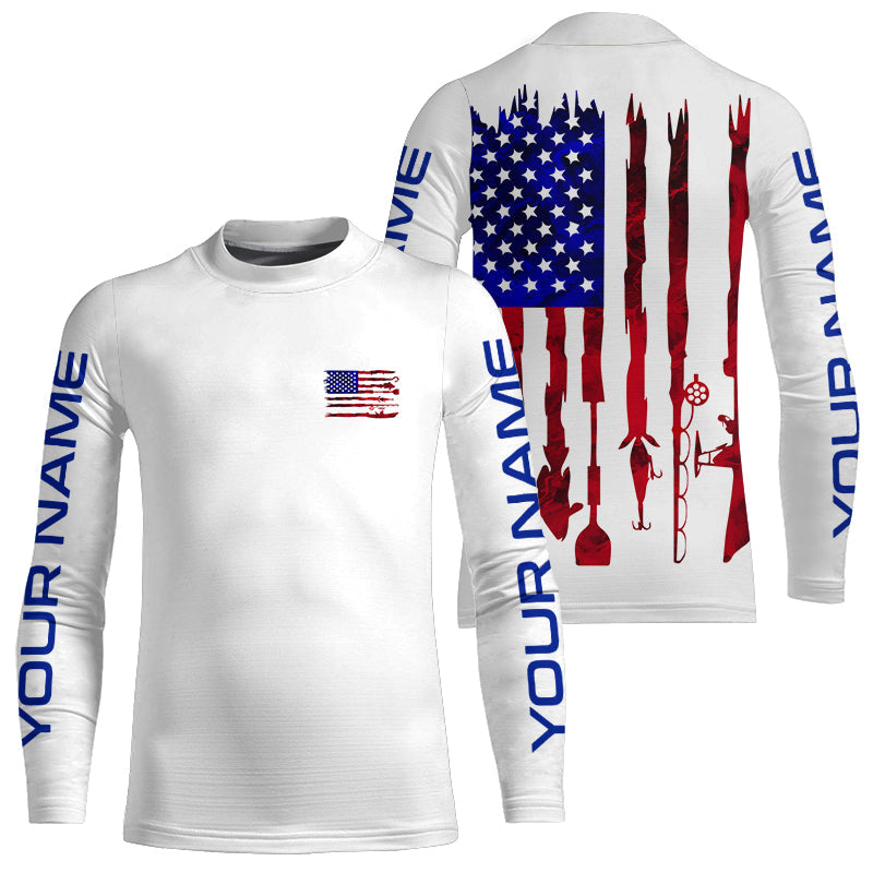 Personalized American Flag Uv Protection Fishing Shirt Fishing Jersey For Fisherman IPHW5044