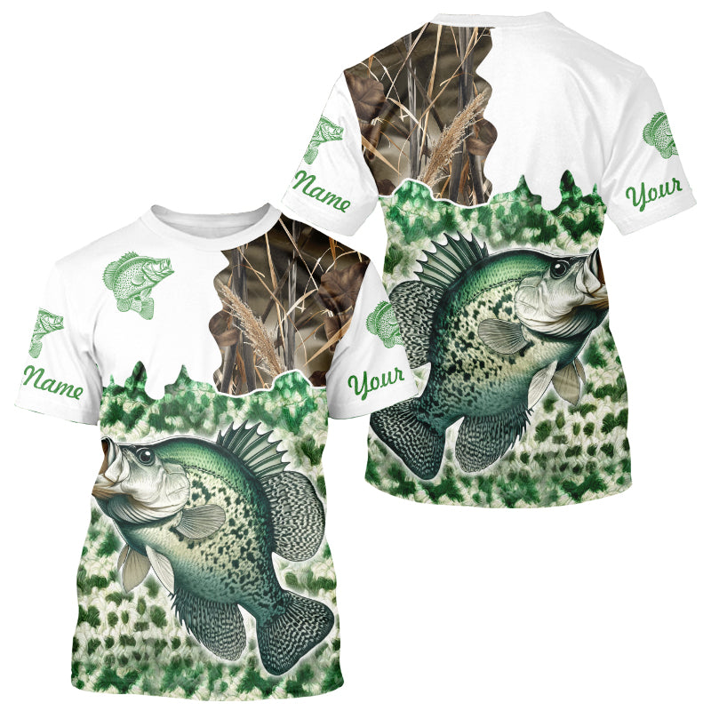 Crappie fishing green scales camo Custom name fishing shirts jerseys | Tshirt - NPQ882