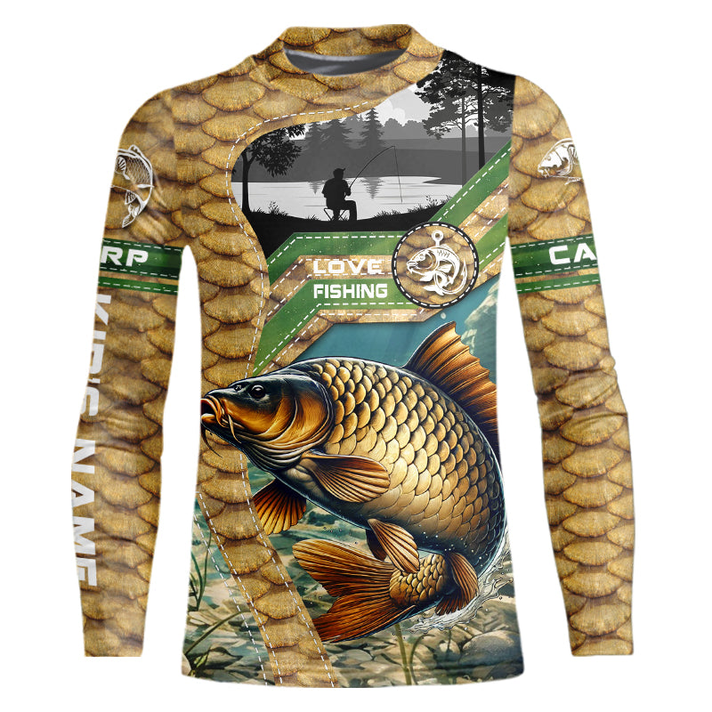 Carp Fishing Customize Name UV protection long sleeves UPF 30+ fishing shirt for kid NPQ120