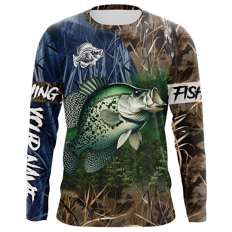 Crappie Fishing camo Customize 3D fishing UV protection long sleeves fishing shirt for men NPQ8