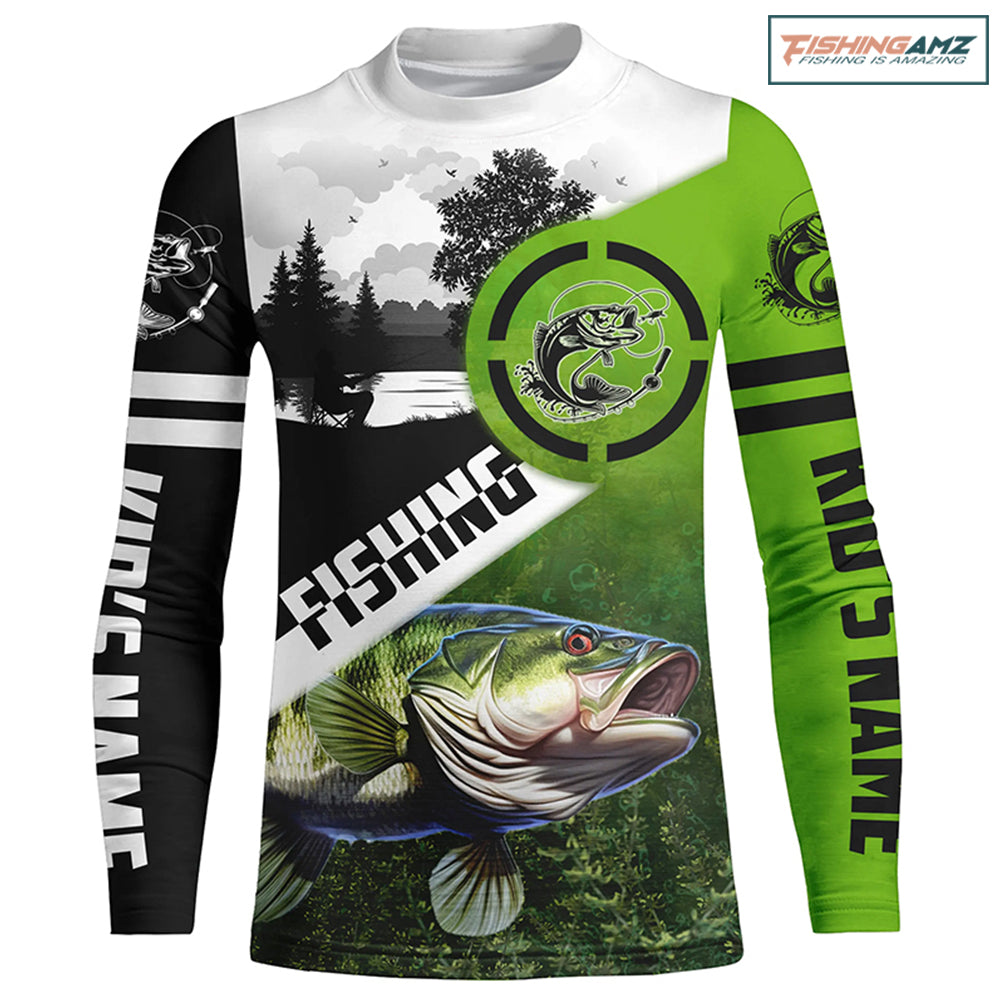 Largemouth Bass Fishing performance fishing shirt customize Kid Long Sleeves NPQ1