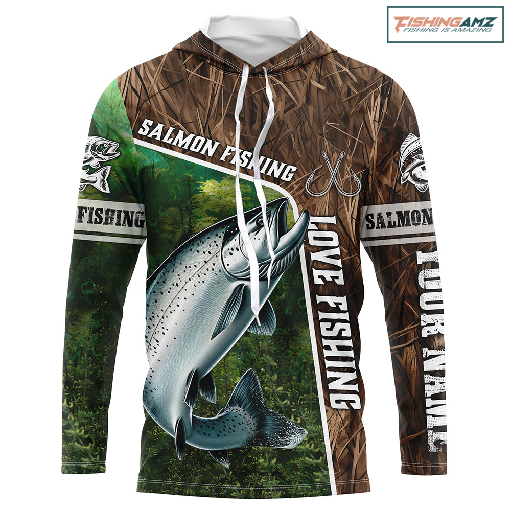 Personalized Chinook Salmon Fishing Shirts, Love Fishing Camo fish on 3D All Over Printed Shirts NQS5899