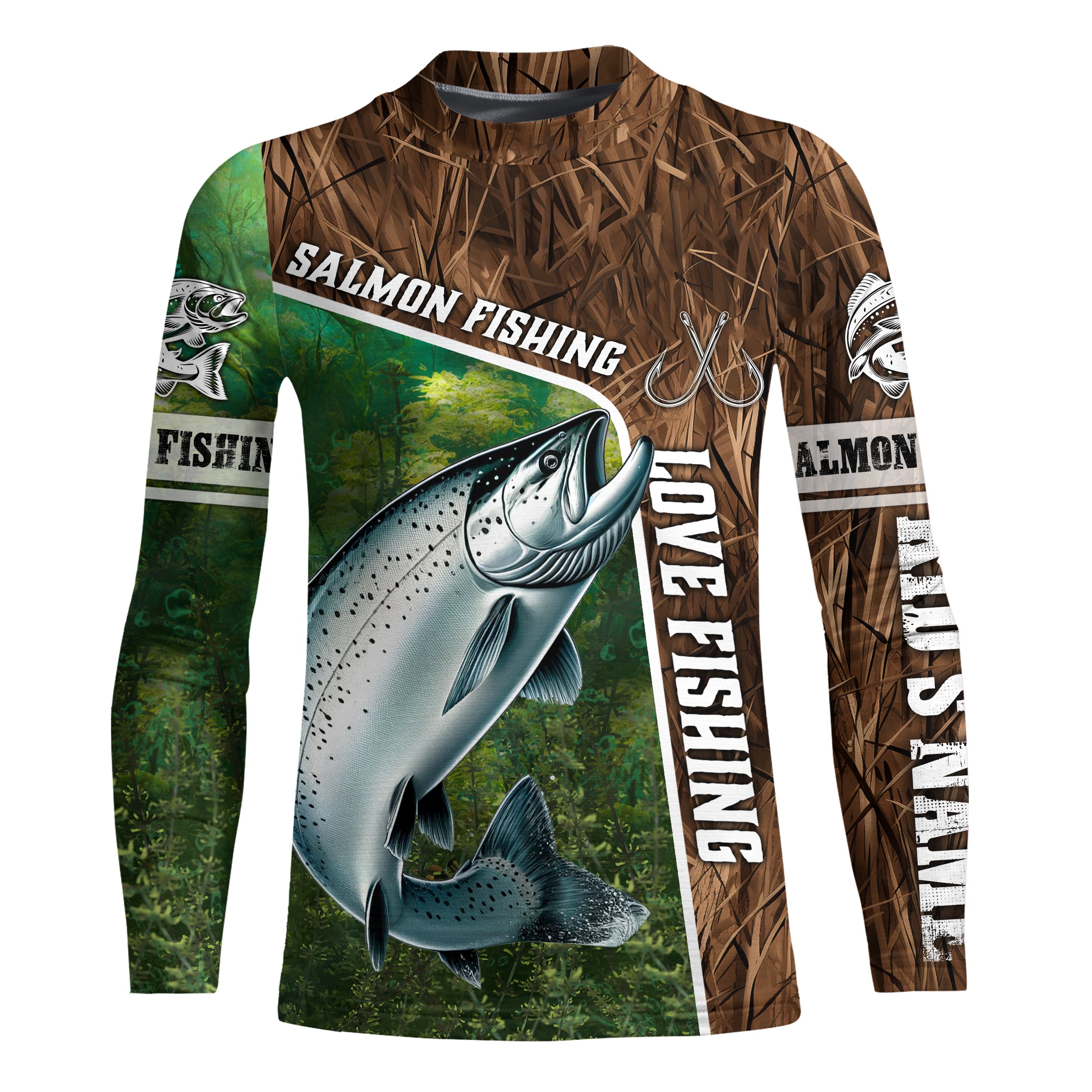 Personalized Chinook Salmon Fishing Shirts, Love Fishing Camo fish on 3D All Over Printed Kid Shirts NQS5899
