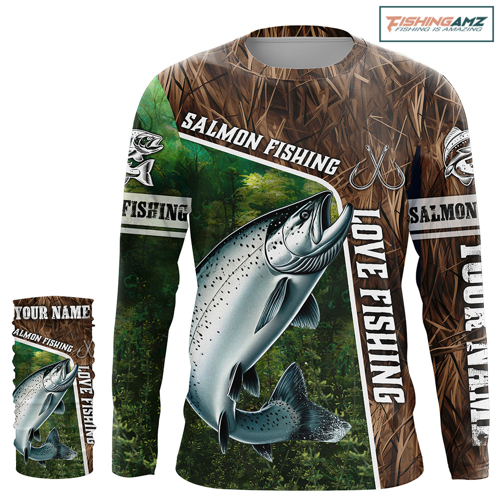 Personalized Chinook Salmon Fishing Shirts, Love Fishing Camo fish on 3D All Over Printed Shirts NQS5899