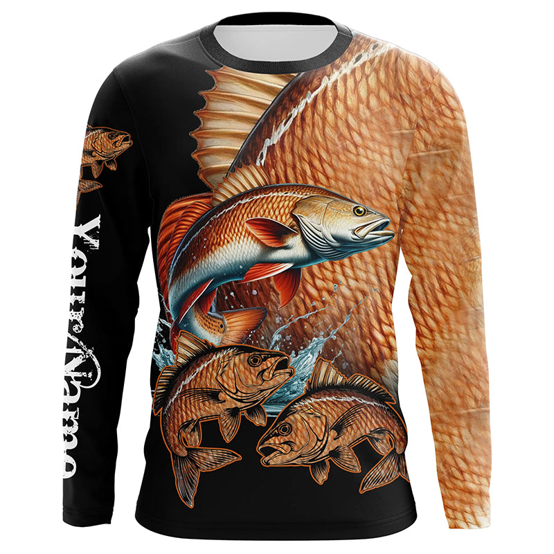 Personalized Redfish puppy drum Fishing Jerseys, Custom red drum Long sleeve, Long Sleeve Hooded NPQ343