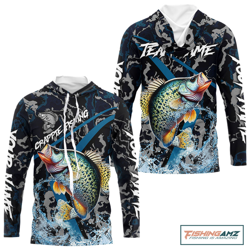 Custom Crappie Fishing Camo Long Sleeve Fishing Shirts, Personalized Crappie Fishing Team Jerseys NQS9678