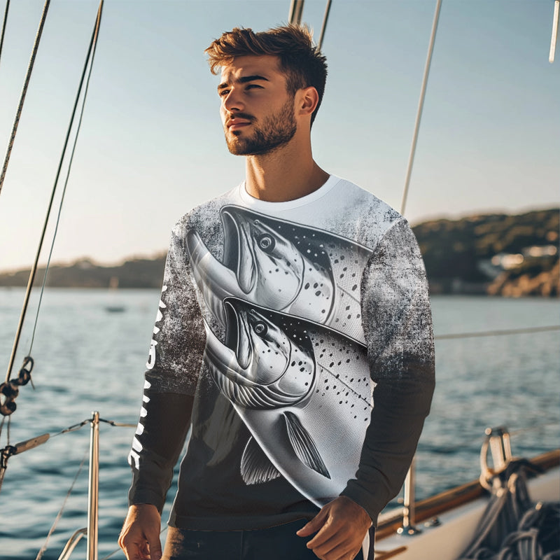 Chinook Salmon ( King Salmon) Fishing Customize name Fishing shirts Long sleeve, Long Sleeve Hooded NPQ248