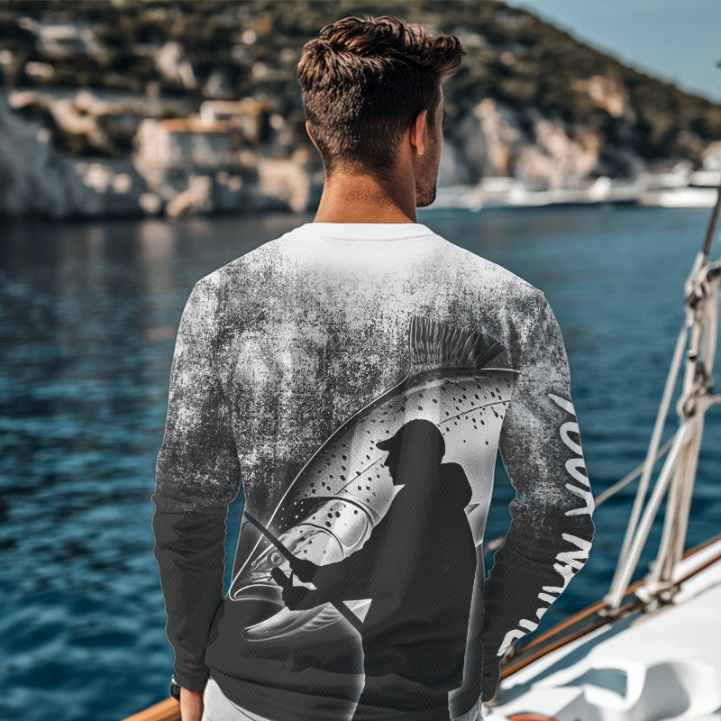 Chinook Salmon ( King Salmon) Fishing Customize name Fishing shirts Long sleeve, Long Sleeve Hooded NPQ248