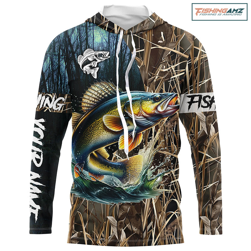 Walleye Fishing camo Customized Long sleeve fishing shirts, personalized fishing gifts NPQ306