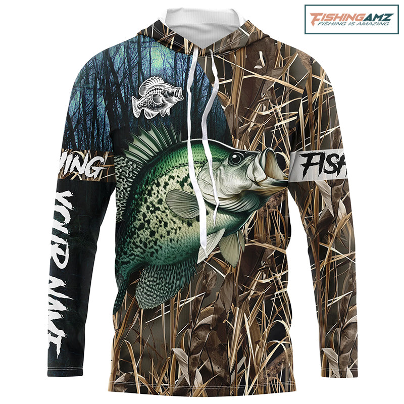 Crappie Fishing camo Customize name Long sleeve fishing shirts, personalized fishing gifts NPQ8
