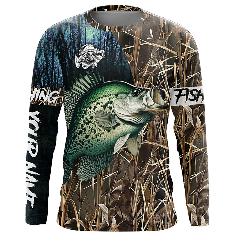 Crappie Fishing camo Customize name Long sleeve fishing shirts, personalized fishing gifts NPQ8
