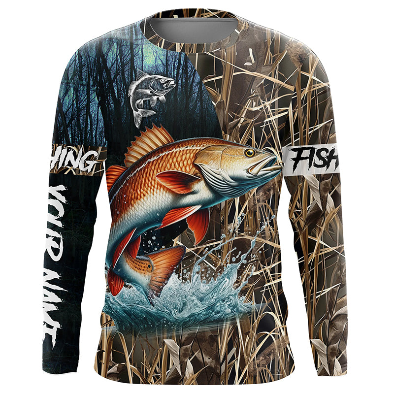 Redfish Puppy Drum Fishing camo Customize 3D All-over Print fishing Long Sleeve, fishing gifts NPQ290