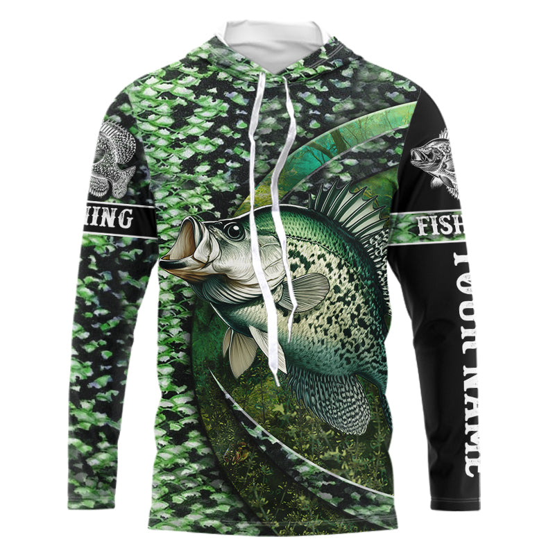Crappie fishing Green Scales freshwater fish Custom UV protection long sleeves fishing shirt for men NPQ125