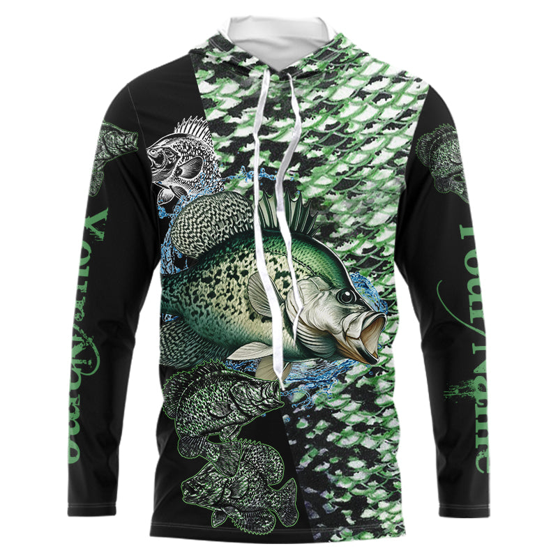 Crappie fishing scales Freshwater Fishing Custom Name Long sleeve, Long Sleeve Hooded NPQ677