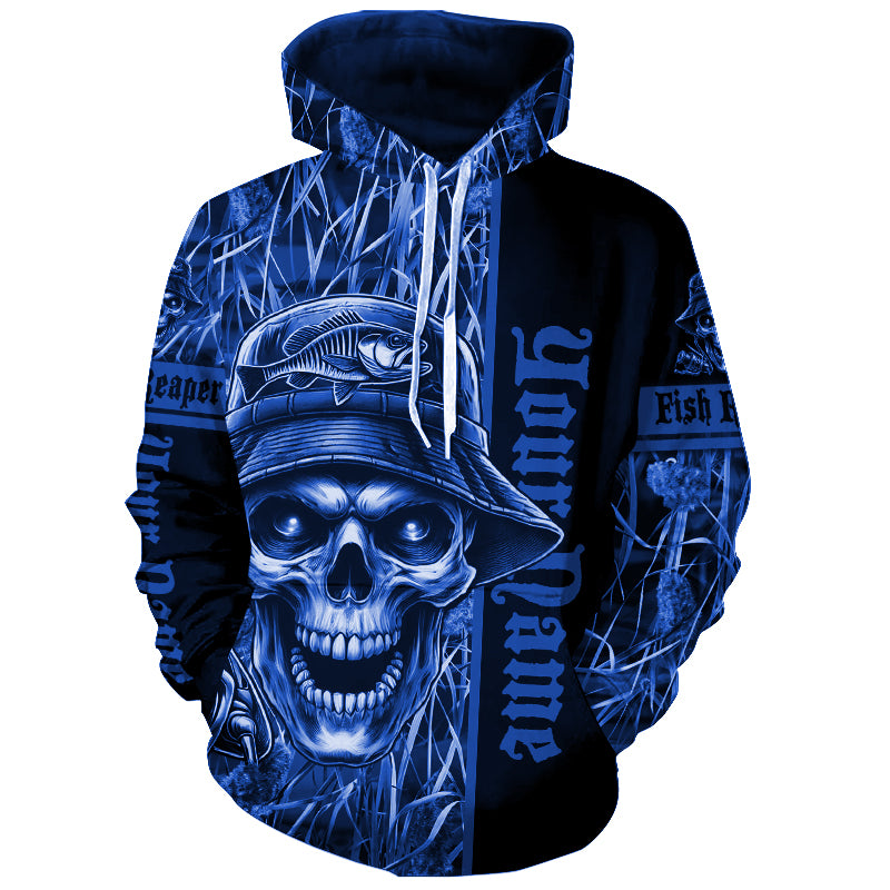 Fish reaper fishing blue camo Custom fishing hoodie, personlized gift for fisherman NPQ379