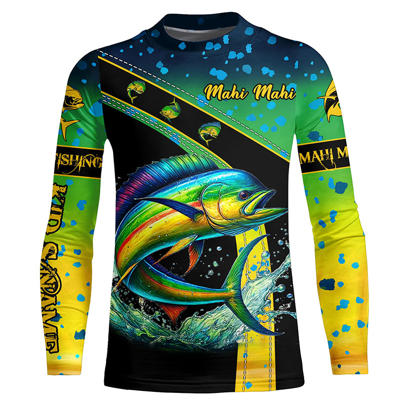 Mahi mahi fishing green scales UV protection Custom Kid long sleeve fishing shirts NQS5393