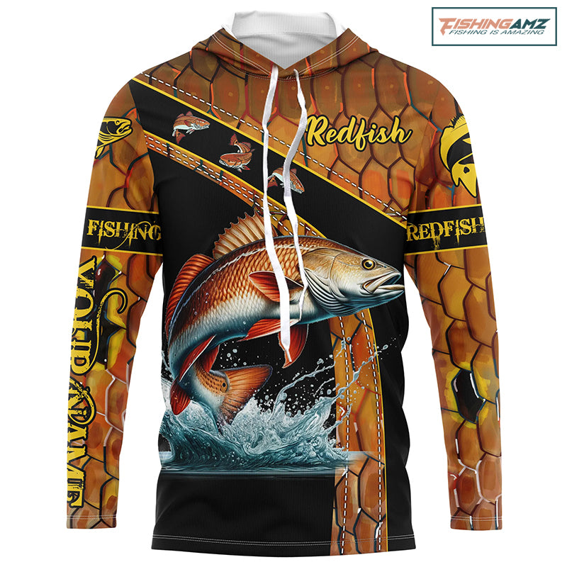 Redfish fishing scales UV protection Custom long sleeve fishing shirts, red drum fishing jerseys NQS5394