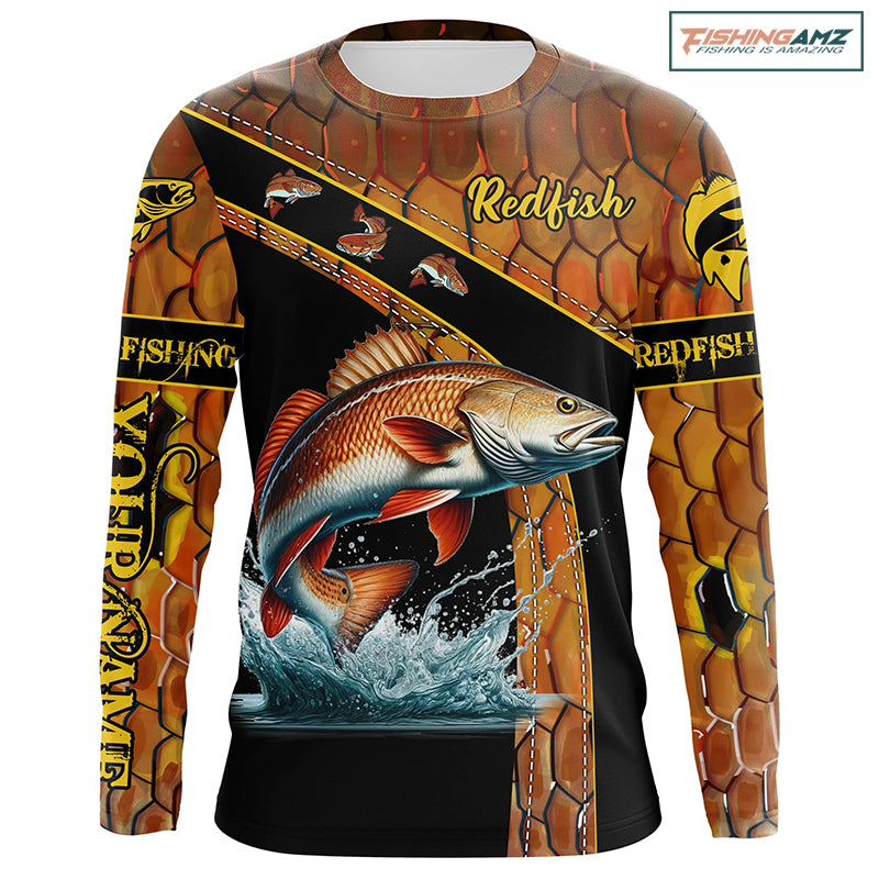 Redfish fishing scales UV protection Custom long sleeve fishing shirts, red drum fishing jerseys NQS5394