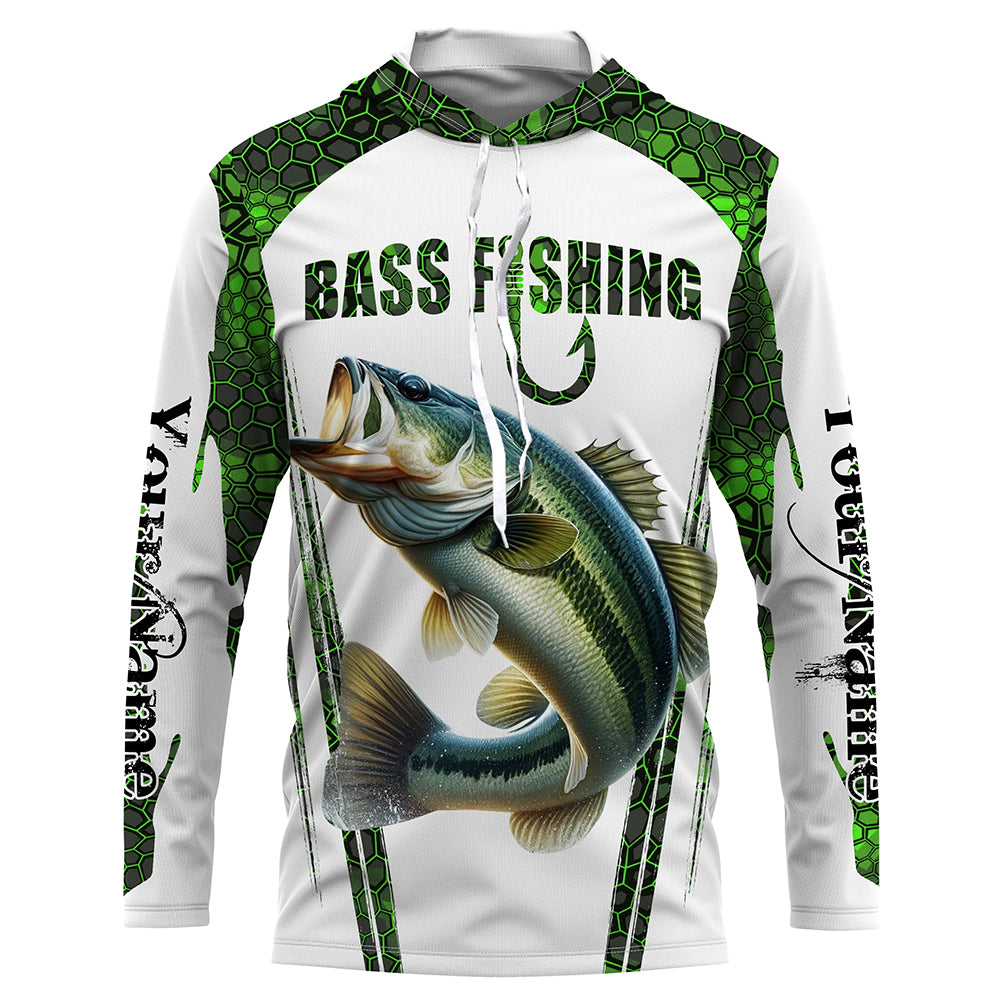 Bass fishing green camo Custom UV Protection long sleeve fishing shirts NQS5456