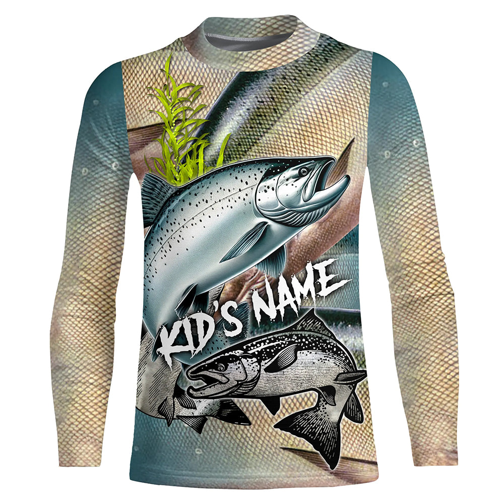 Chinook salmon King salmon fishing scales Custom name fishing jerseys | Kid Long Sleeves NPQ866