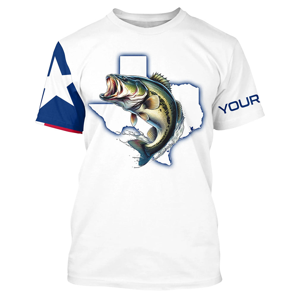 Texas Bass Fishing TX flag Customize Name and boat name tournament fishing T-shirt NPQ321