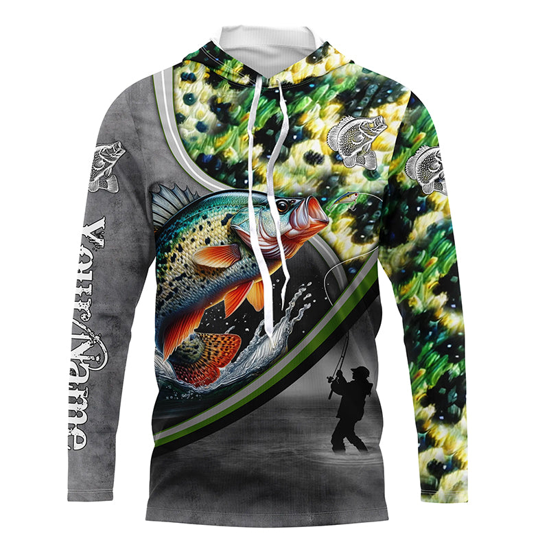 Crappie fishing scales personalized crappie fishing shirts, custom Long sleeve, Long Sleeve Hooded NPQ691