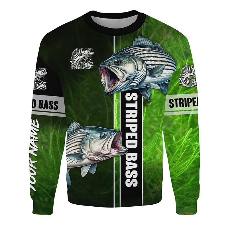 Striped Bass Striper fishing green shirt Customize tournament Sweatshirt, gift for fishing lovers NPQ328