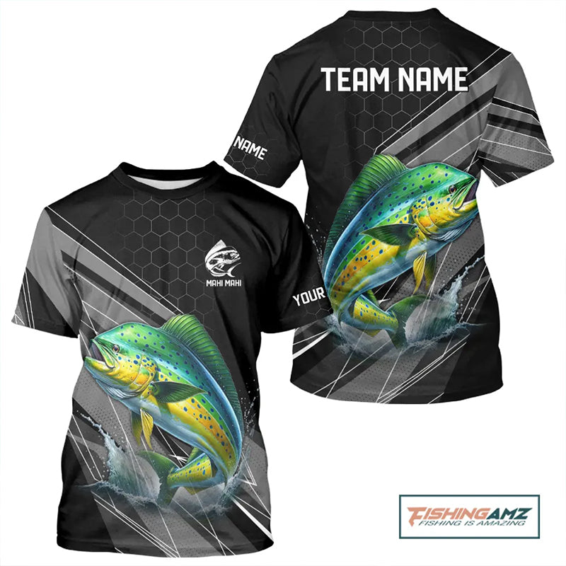 Personalized Black camo Mahi mahi Fishing T-shirts Jersey, Dorado Fishing Tournament Shirts NQS11034