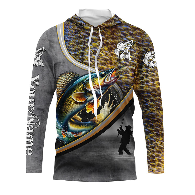Walleye fishing freshwater fish personalized fishing tournament Long sleeve, Long Sleeve Hooded NPQ699