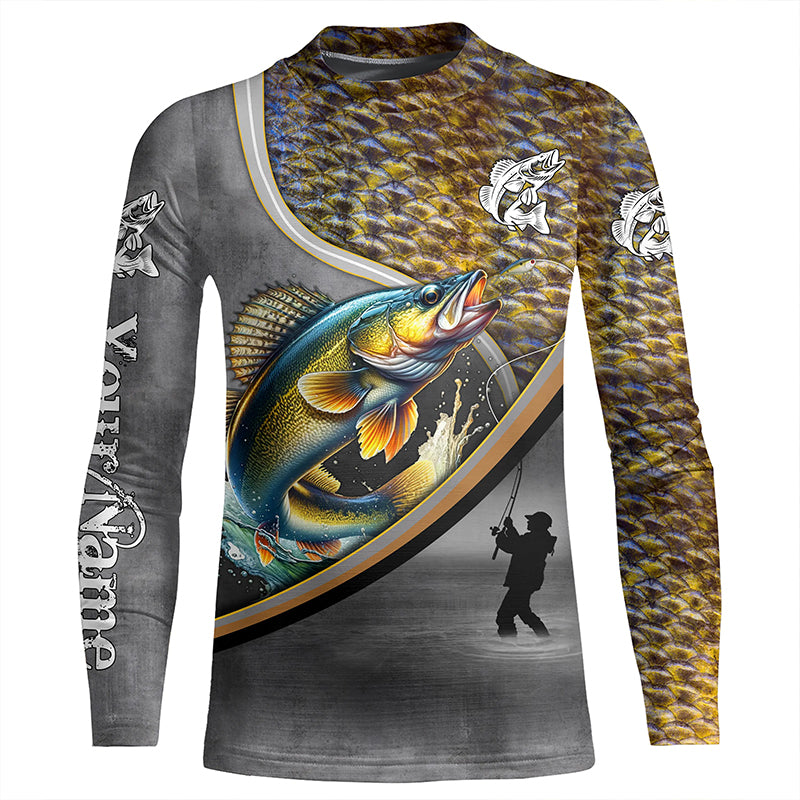 Walleye fishing freshwater fish personalized fishing tournament shirts | Kid Long Sleeves NPQ699