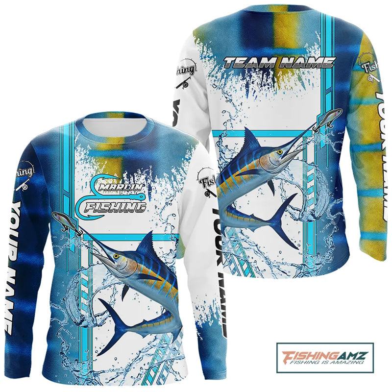 Blue Marlin fishing scales custom Marlin fishing Long Sleeve Shirt, Marlin offshore fishing apparel NQS10870