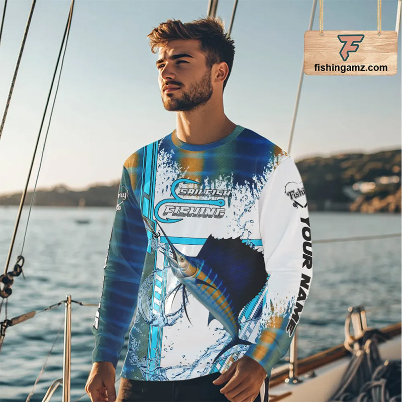 Sailfish fishing scales custom Sailfish fishing Long Sleeve Shirt, Sailfish offshore fishing apparel NQS10871