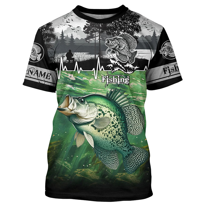 Crappie Fishing clothing green water Customize Name All-over Print Unisex fishing T-shirt NPQ464