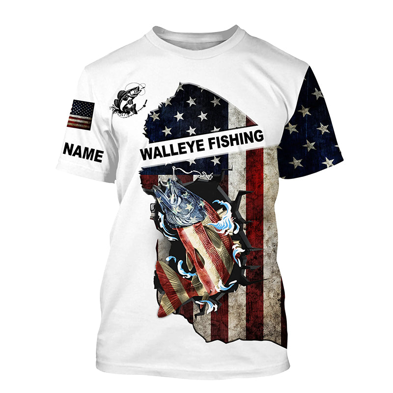 American flag Walleye fishing patriotic fishing Customize Name All-ove –  FishingAmz