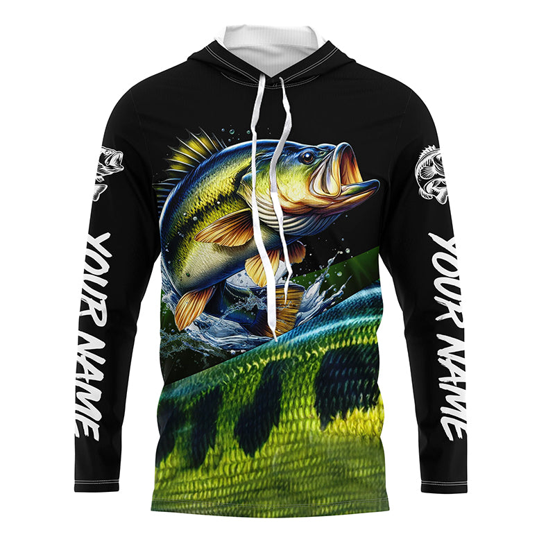 Custom Largemouth bass Fishing Jerseys, Personalized bass Fishing scales fishing Long sleeve shirts NQS4948