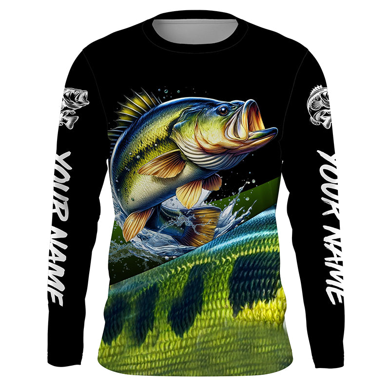 Custom Largemouth bass Fishing Jerseys, Personalized bass Fishing scales fishing Long sleeve shirts NQS4948