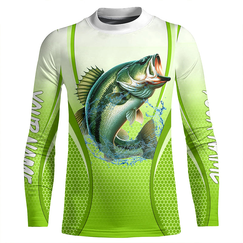 Largemouth bass Fishing green camo Bass jersey Customize Bass fishing Kid Long Sleeve NQS5055