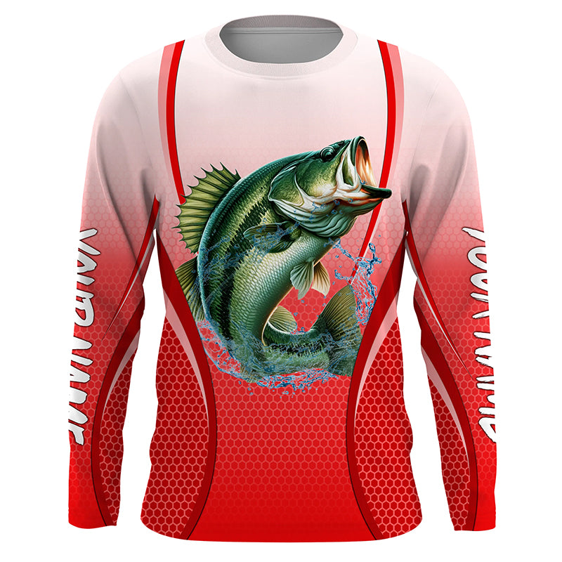 Largemouth bass Fishing Red camo Bass jersey Customize Bass fishing tournament Long sleeve NQS5056