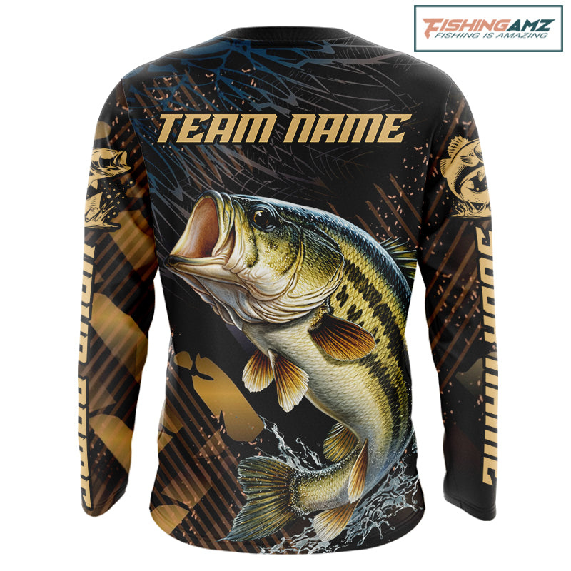 Bass Fishing Shirts Long Sleeve Sport Style Personalized Name, Fishing Shirt Jersey NHT512