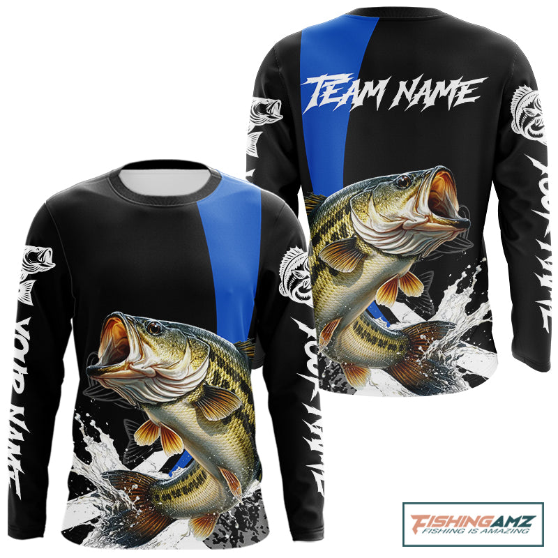 Personalized Bass Fishing Jersey, Bass Fishing Shirt Long Sleeve Fishing Apparel For Men NHT872