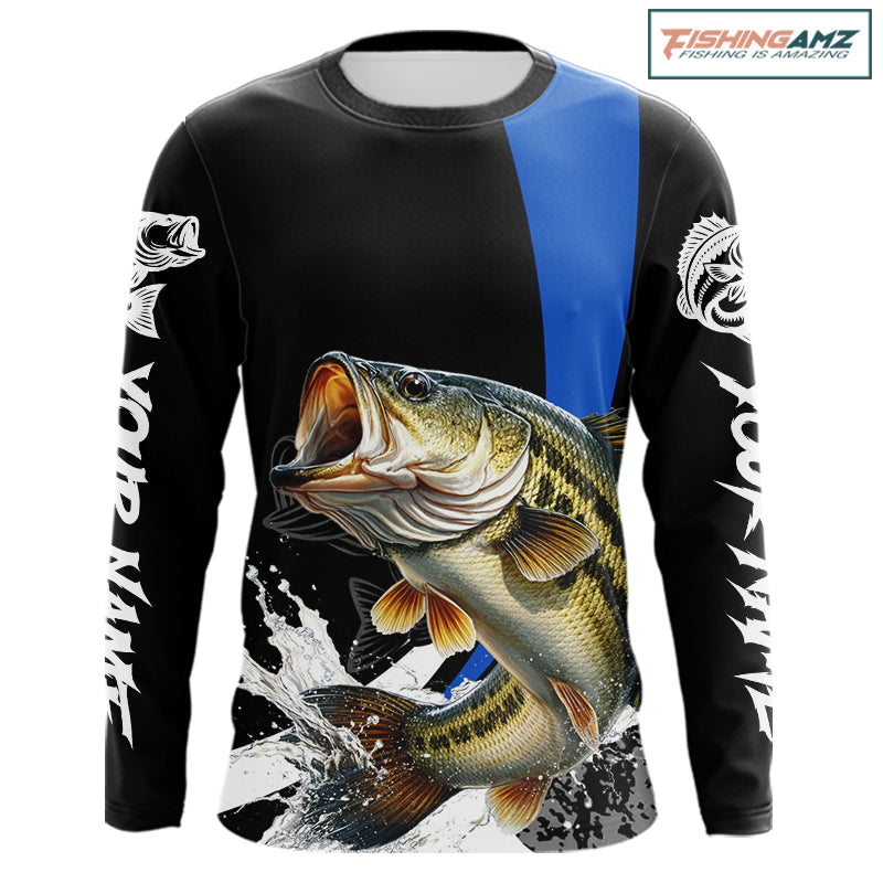 Personalized Bass Fishing Jersey, Bass Fishing Shirt Long Sleeve Fishing Apparel For Men NHT872