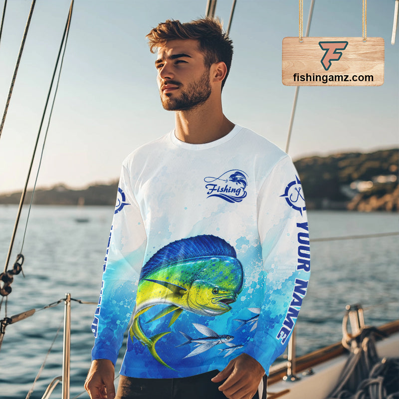 Mahi Mahi Fishing Long Sleeve Gift For Men Deep Sea Saltwater Angler Ocean Adventure NHT1054