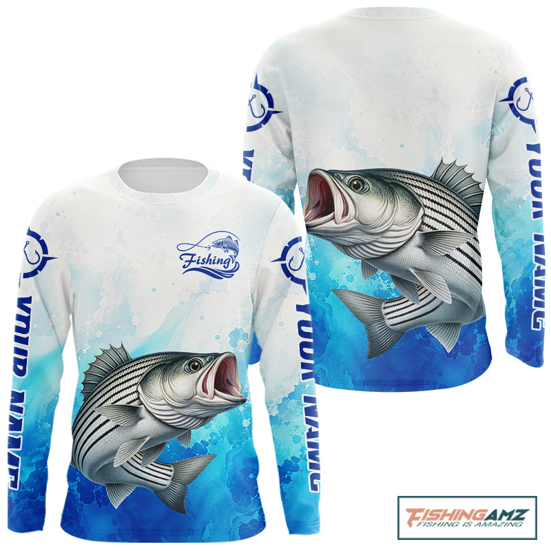 Striped Bass Fishing Long Sleeve Gift For Men Deep Sea Saltwater Angler Ocean Adventure